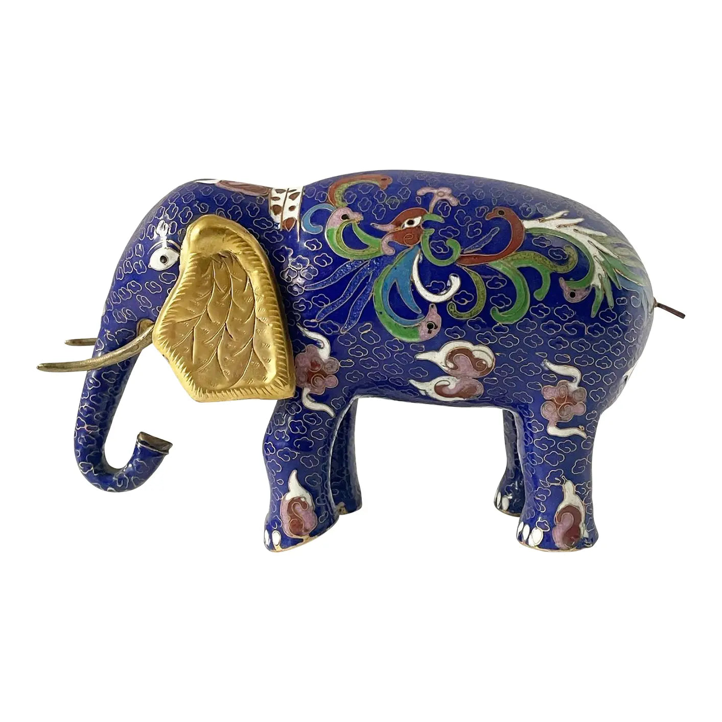 Large Vintage Early 20th Century Cloisonné Enamel Elephant