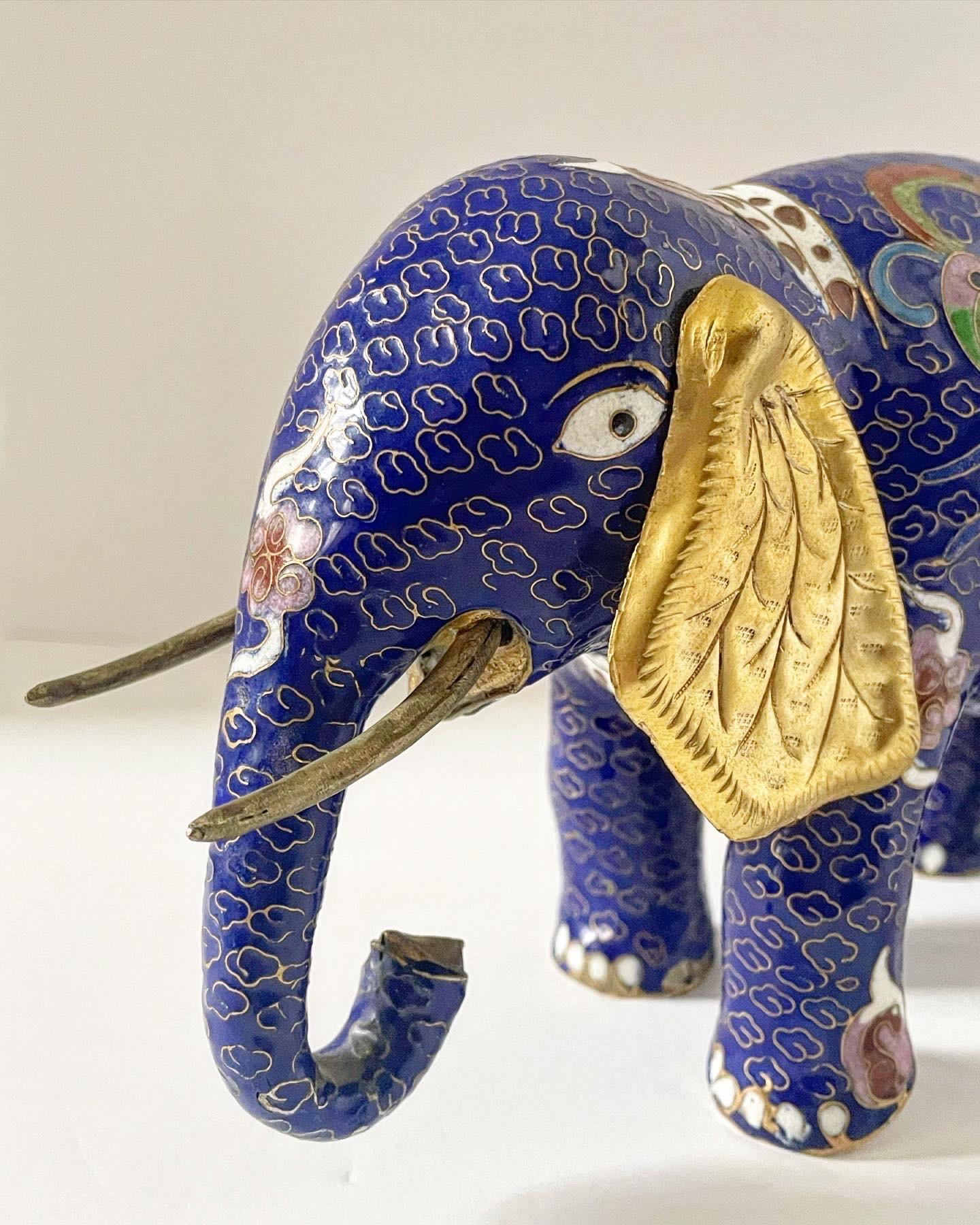 Large Vintage Early 20th Century Cloisonné Enamel Elephant