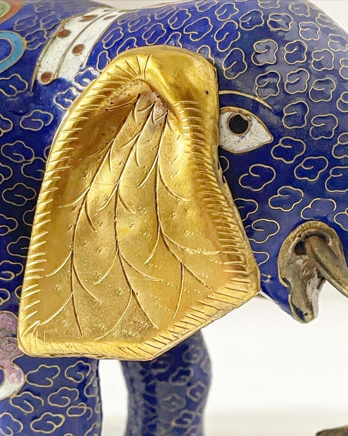 Large Vintage Early 20th Century Cloisonné Enamel Elephant