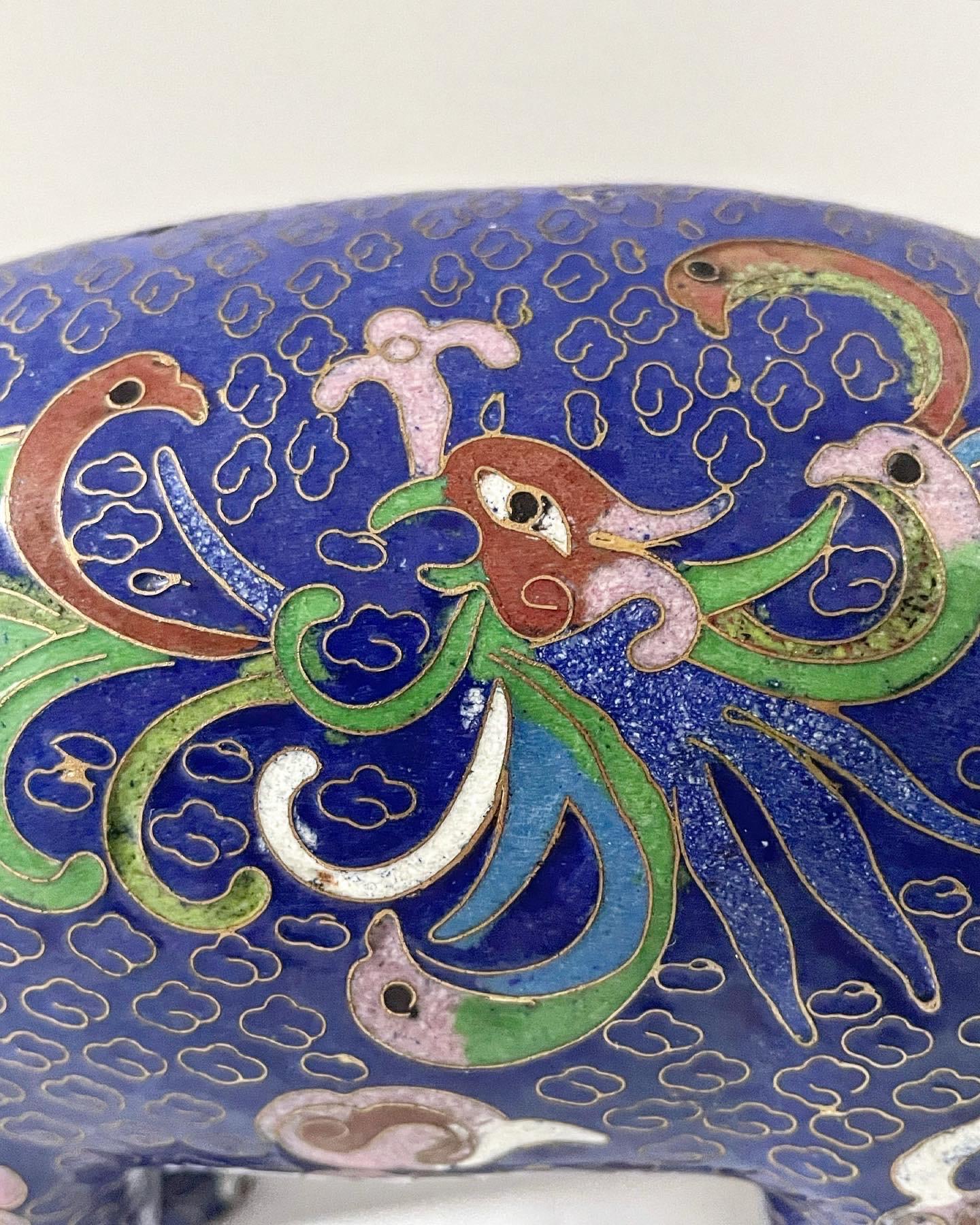 Large Vintage Early 20th Century Cloisonné Enamel Elephant