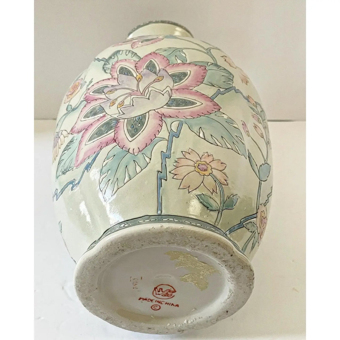 Mid 20th Century Large Mid-Century Chinese Floral Vase