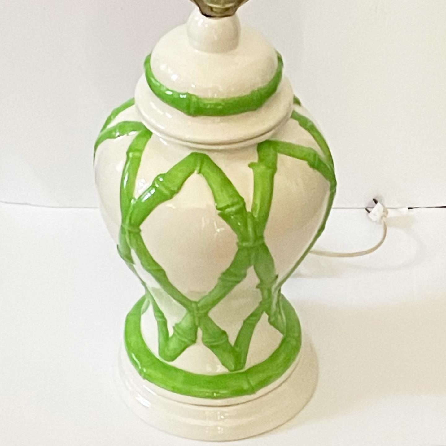 1970s Palm Beach Chic Ceramic Lamp With Bamboo Motif