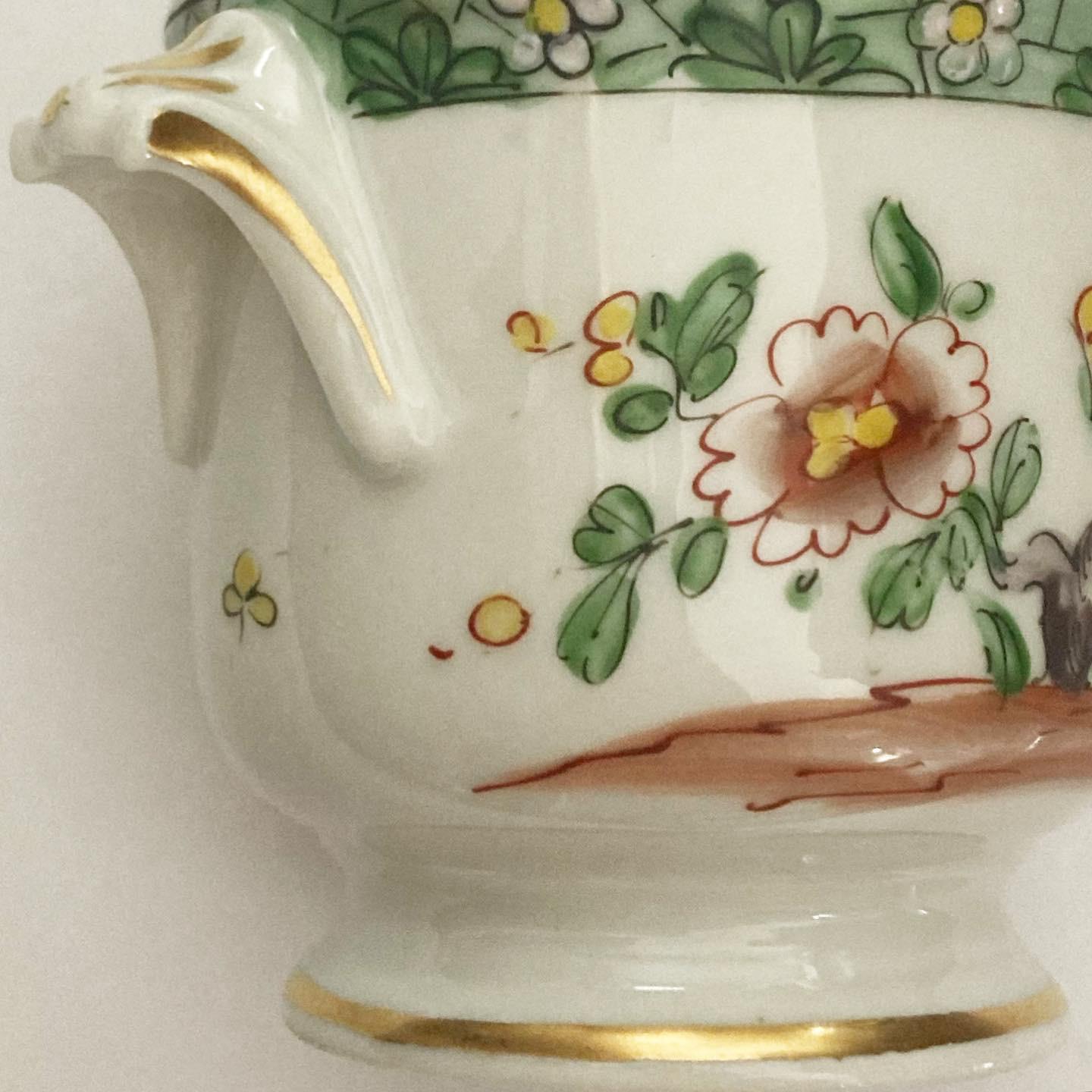 French Serves Inspired Miniature Hand Painted Cachepot