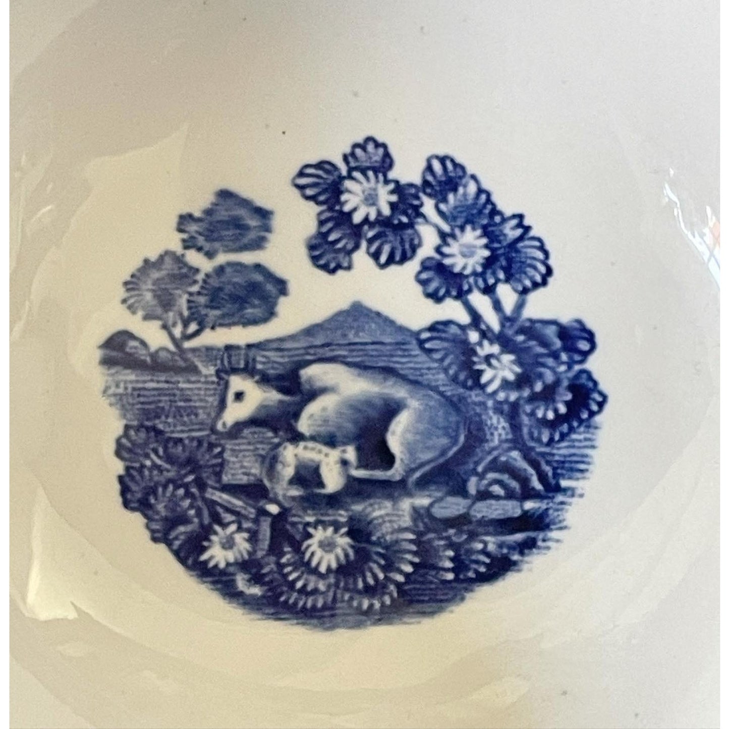 Large Antique Adams English Scenic Porcelain Soup Ladle