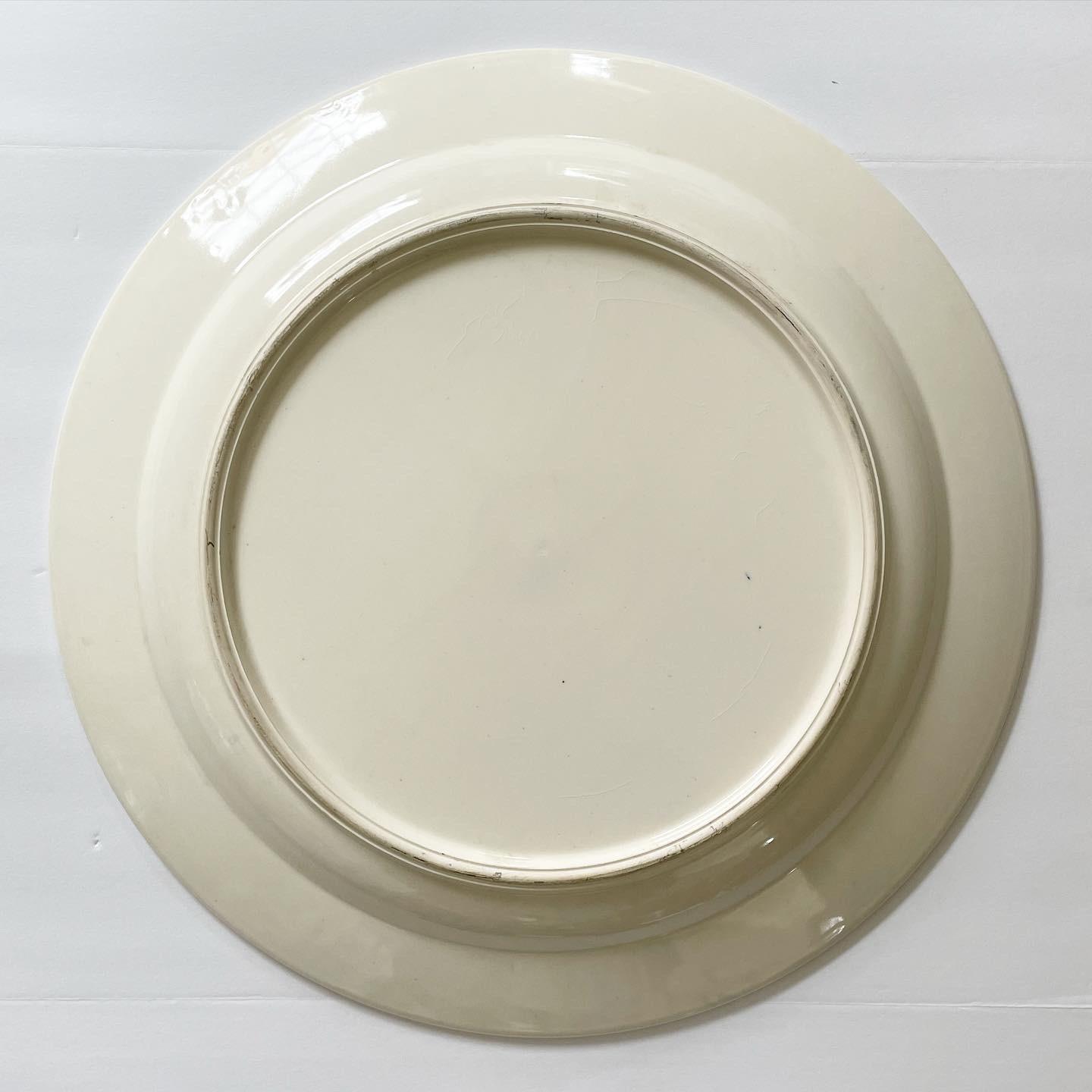 Mid 20th Century Extra Large Ceramic Charger With Peacocks and Various Birds