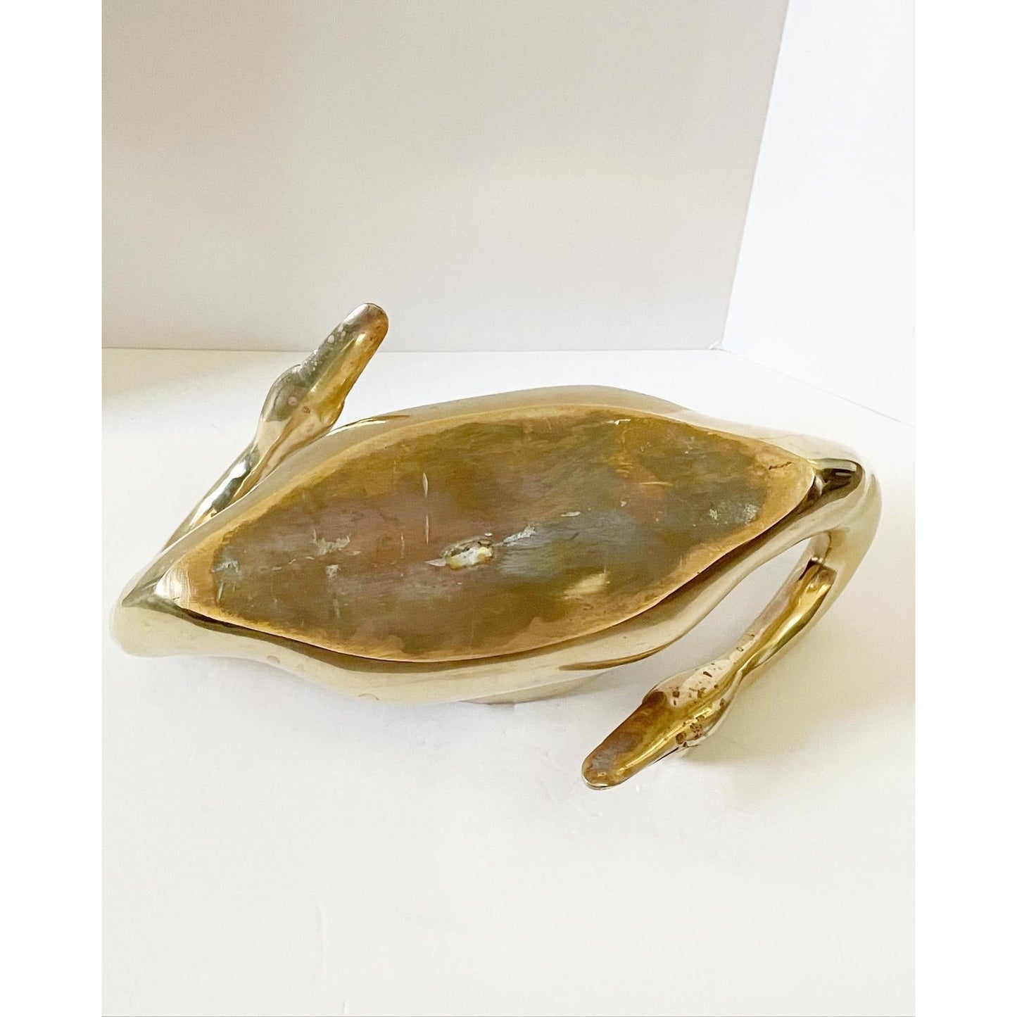 Mid-Century Brass Double Swan Cachepot
