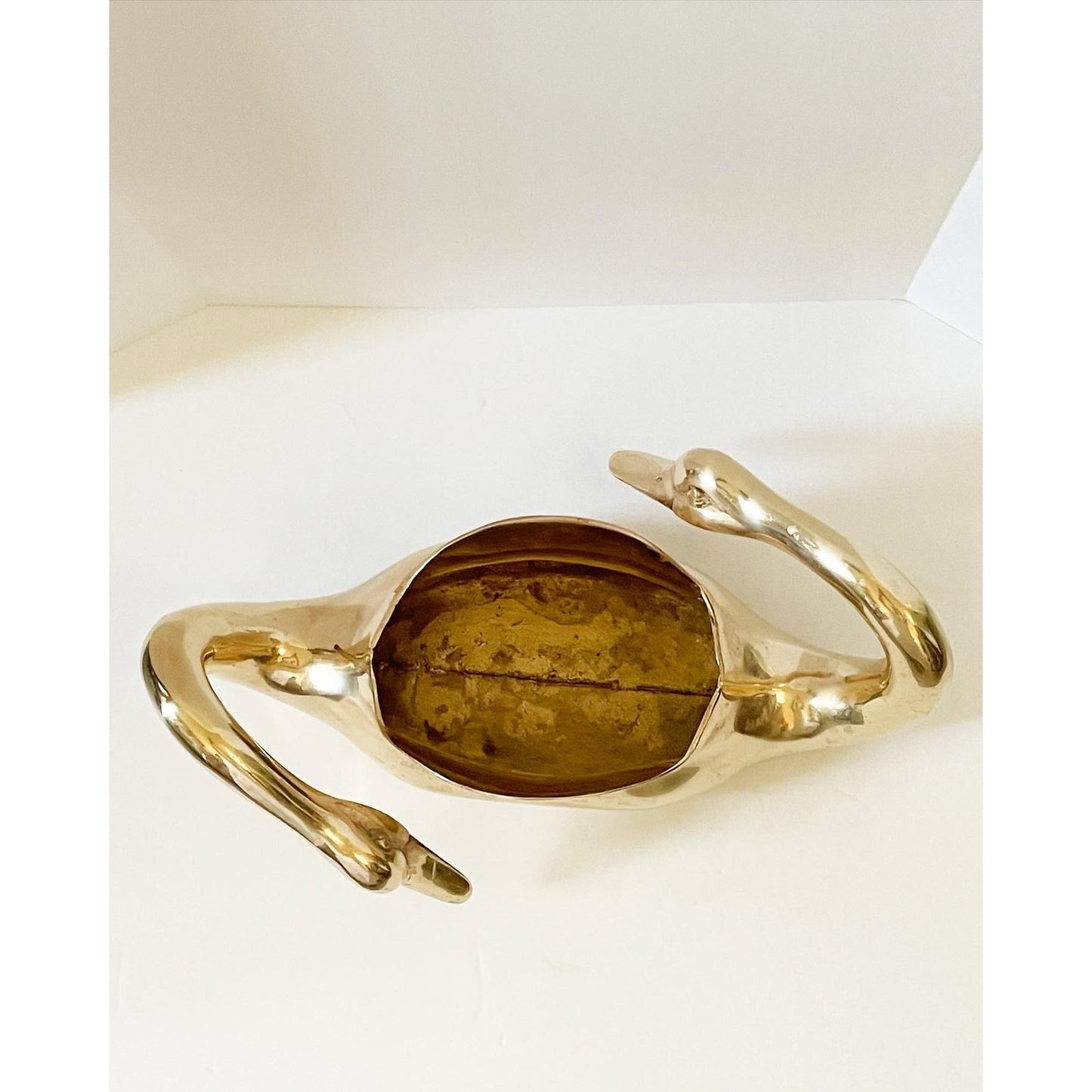 Mid-Century Brass Double Swan Cachepot