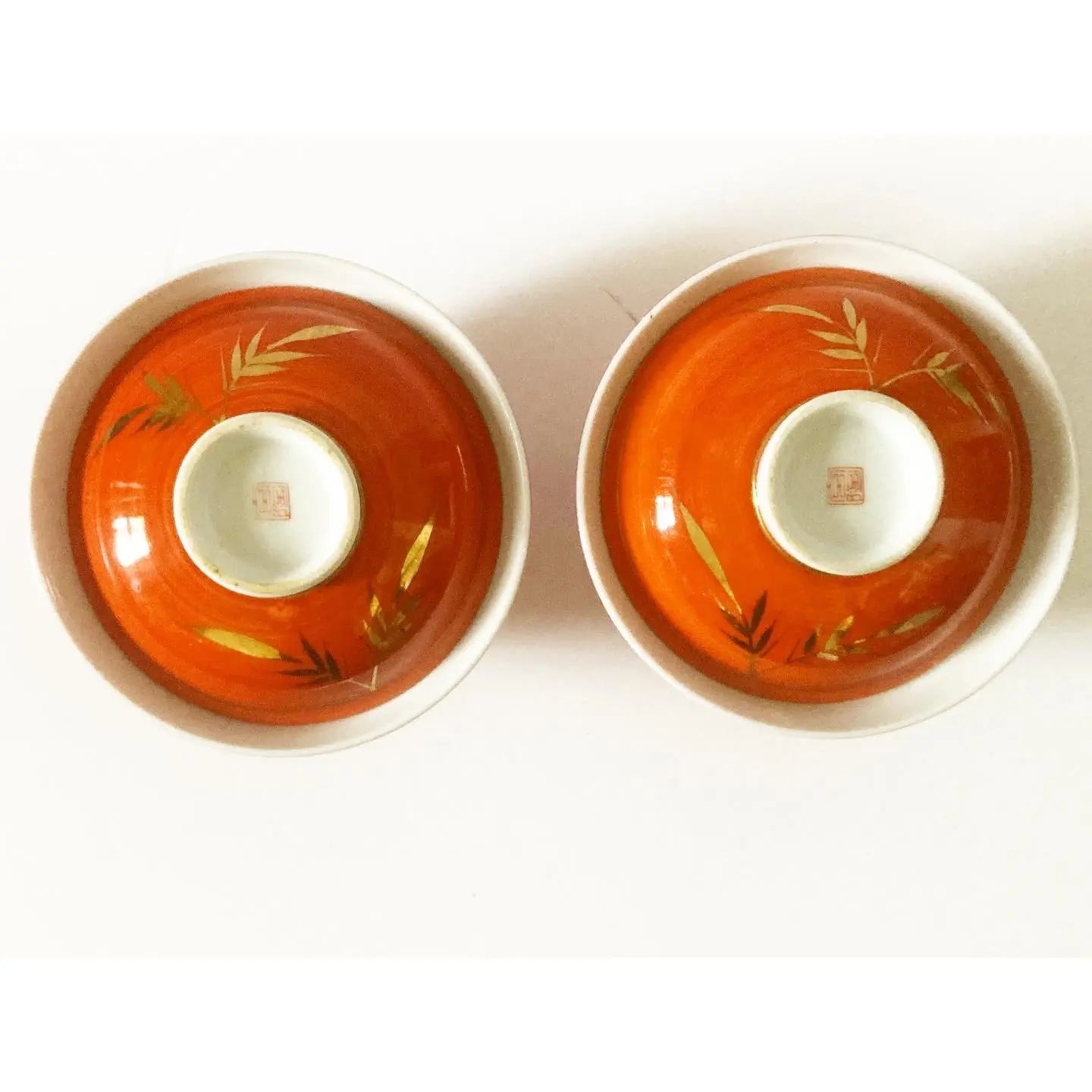 Early 20th Century Asian Rice Bowls With Lids - a Pair