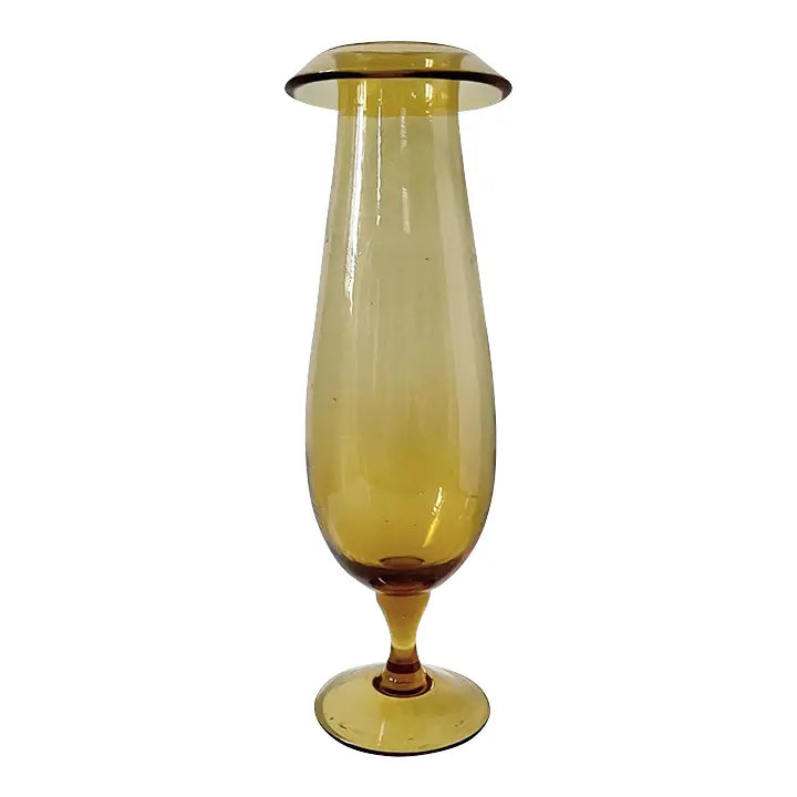 Mid-Century Hand Blown Amber Yellow Vase