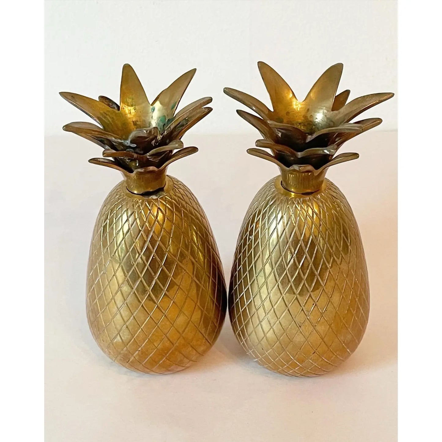 Mid Century Solid Brass Pineapple Candle Holders