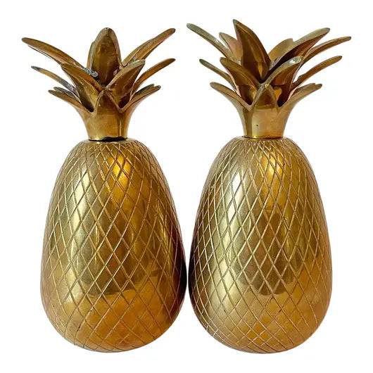 Mid Century Solid Brass Pineapple Candle Holders