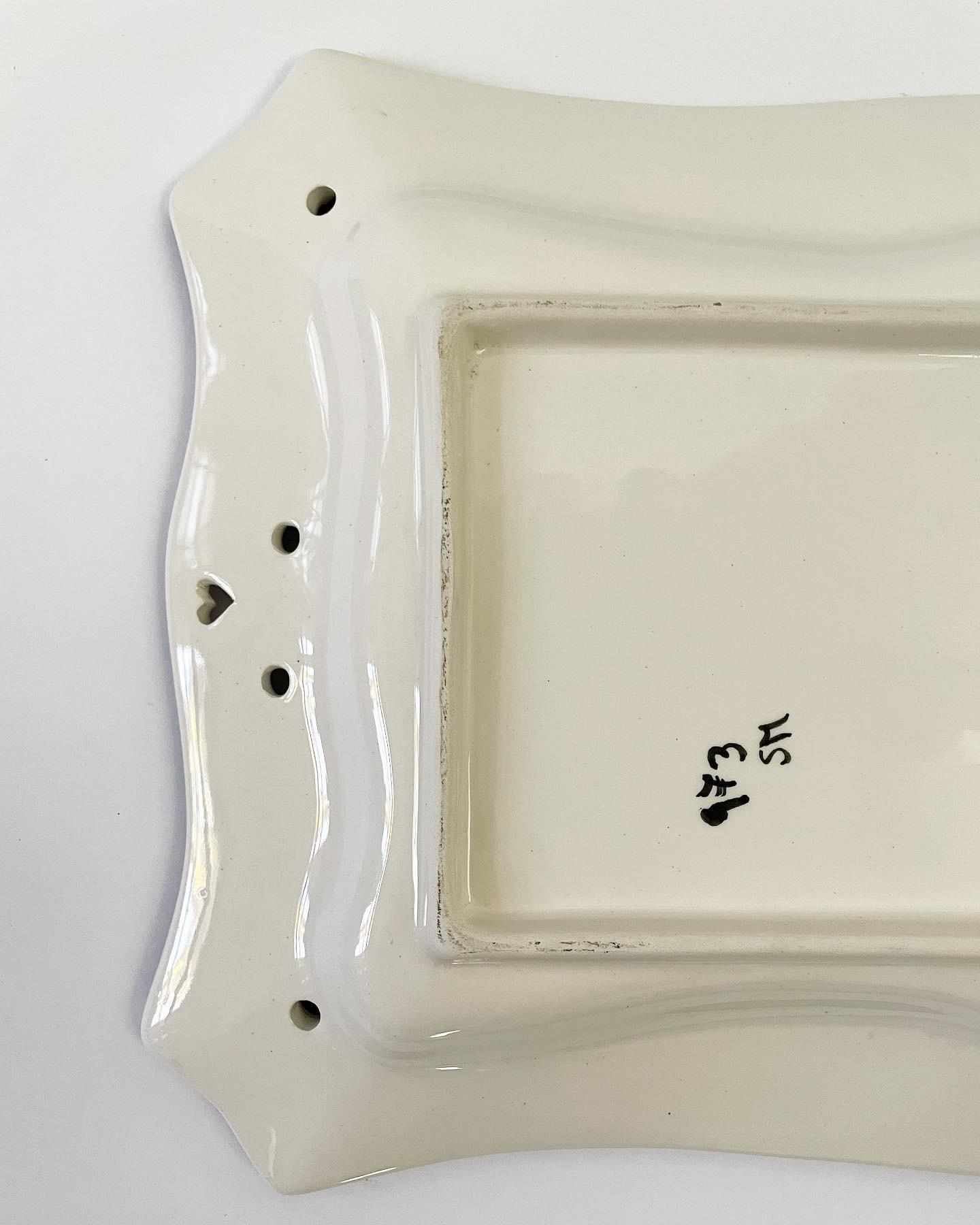 Vintage Hand-Painted Rectangular Ceramic Serving Platter