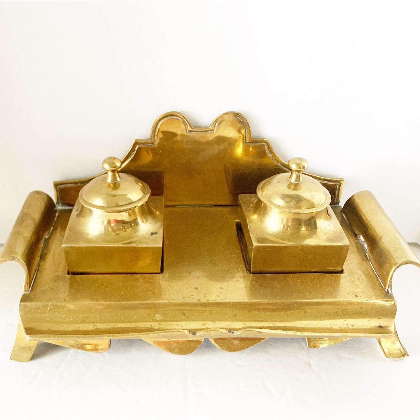 Store Antique brass double inkwell