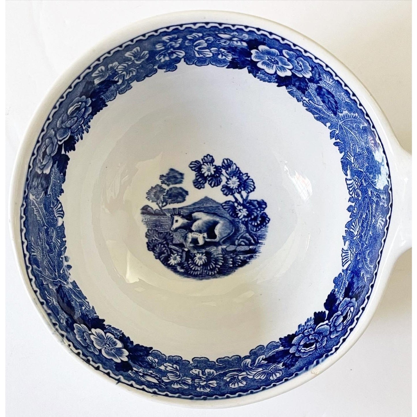 Large Antique Adams English Scenic Porcelain Soup Ladle