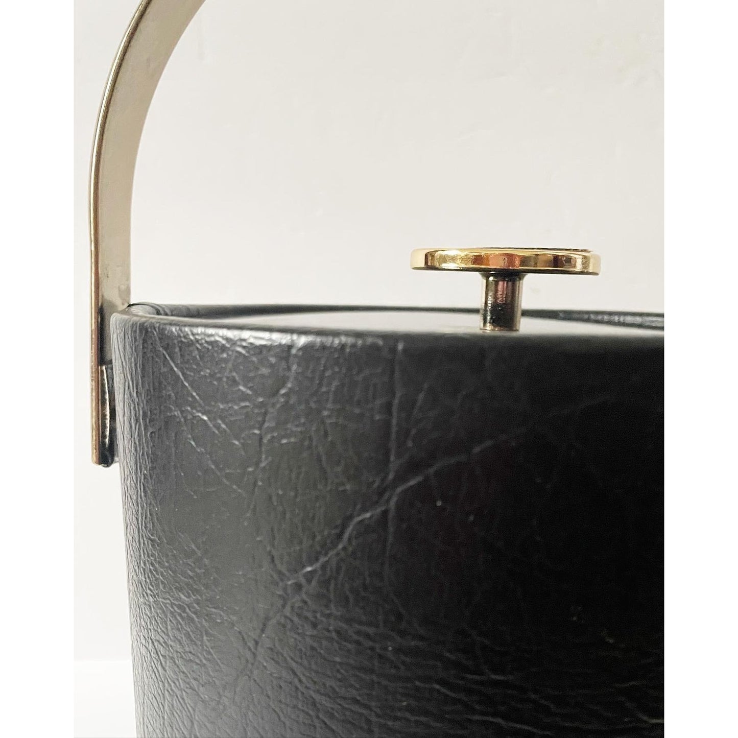 Mid Century Faux Leather and Gold Ice Bucket by Culver