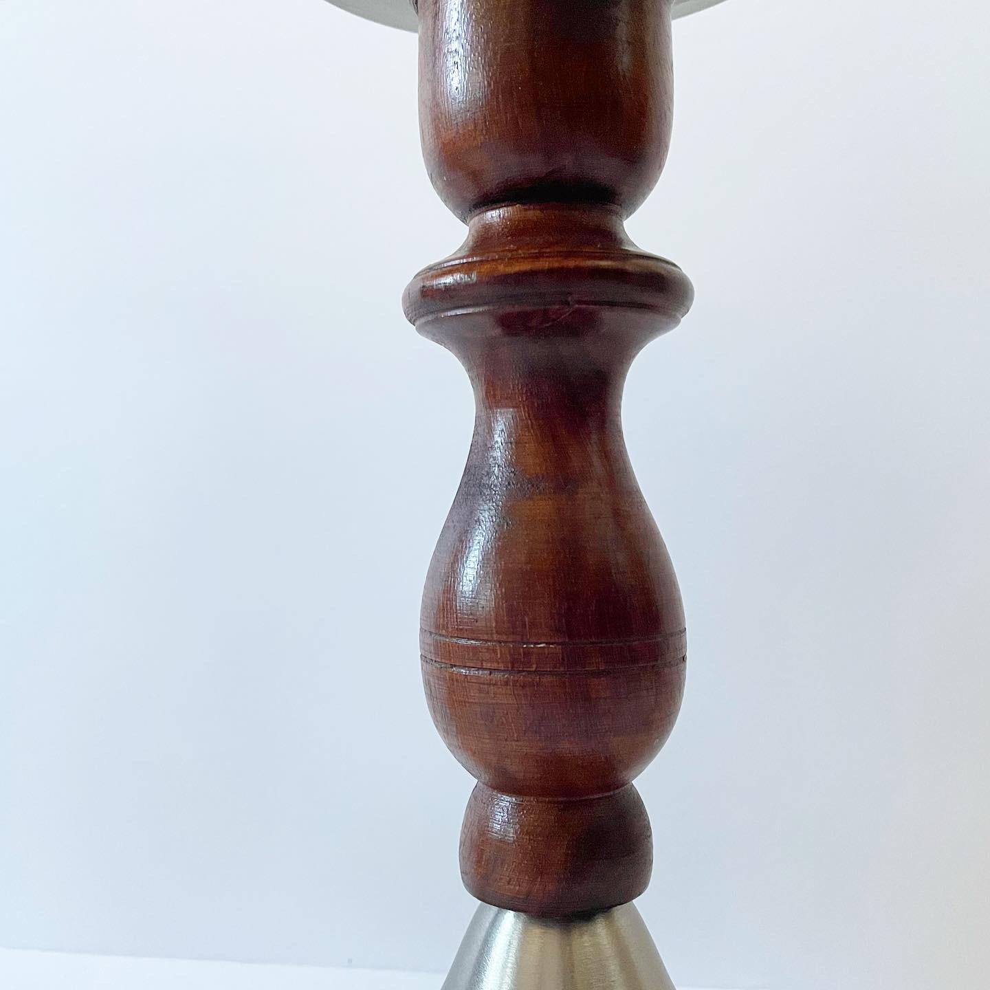 Mid-Century Modern Metal and Wood Candle Stick Holders