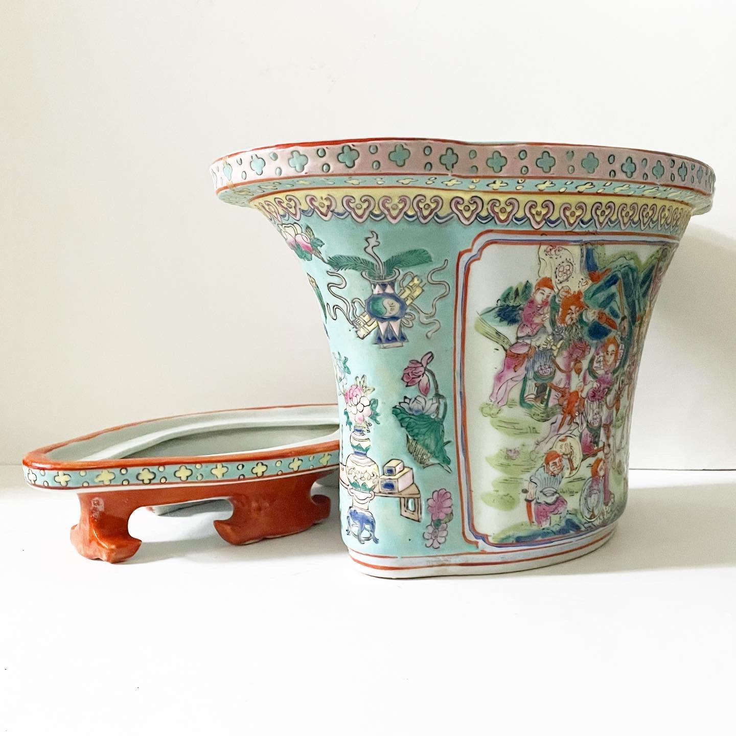 Vintage Early 20th Century Large Asian Cachepot on Stand