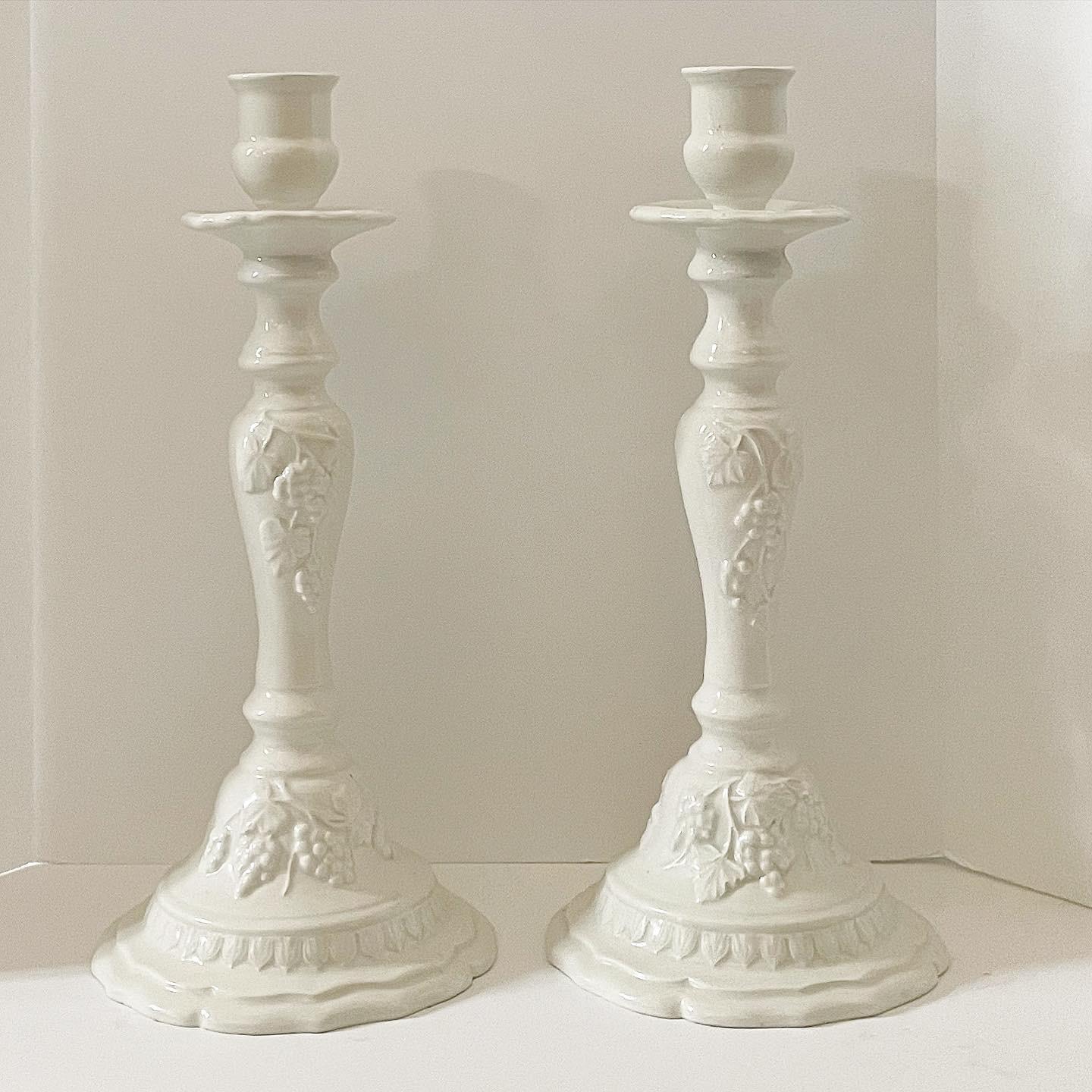 Vintage Large Italian Ceramic Candle Holders